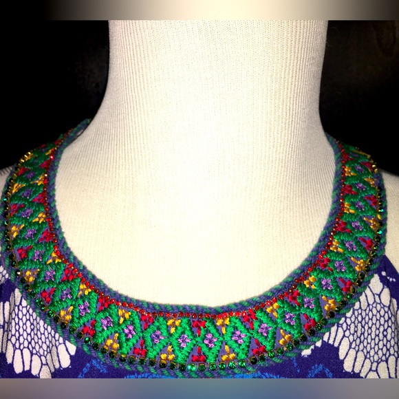 Anthropologie Ranna Gill Boteh Maxi Dress with Embellished Neckline - Size 10. - Picture 5 of 16